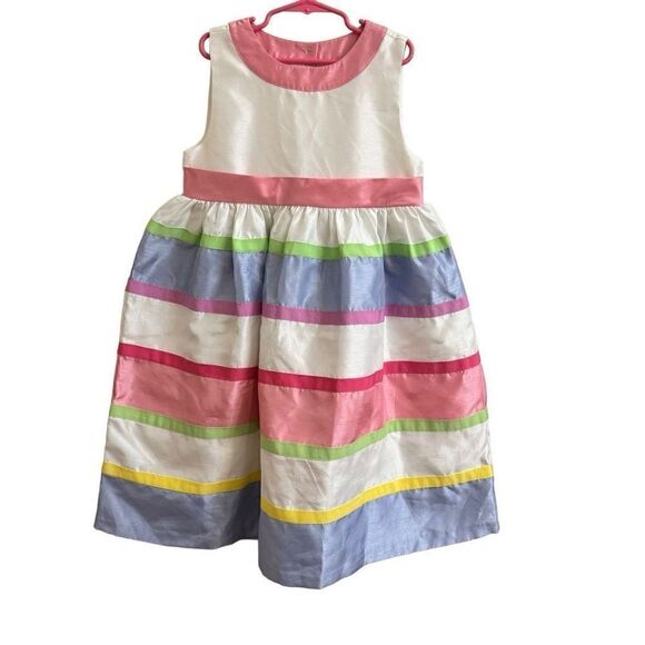 Gymboree Satin Sleeveless Pastel Striped Easter Dress Size 8 NEW Pink Purple - Picture 1 of 5